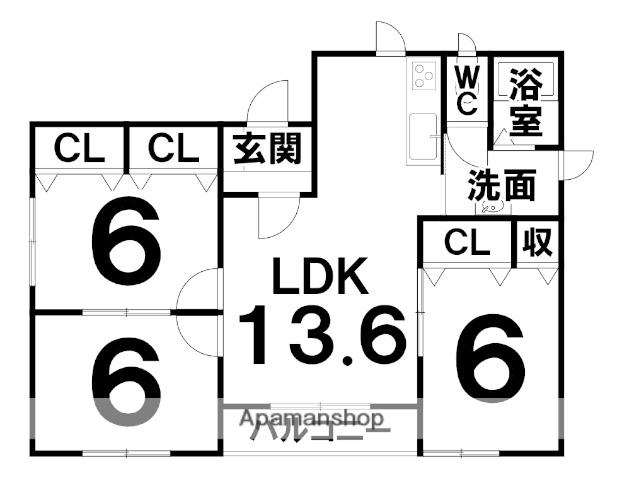ピアッツァ暁A(3LDK/2階)の間取り写真