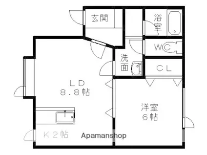 根室本線 帯広駅 徒歩15分 2階建 築28年(1LDK/1階)の間取り写真