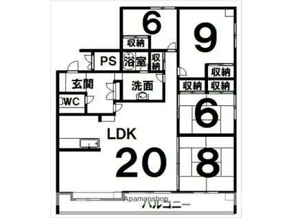 帯広マンション第2(4LDK/7階)の間取り写真