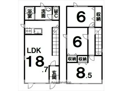 ヴィラメゾネット5(3LDK/1階)の間取り写真