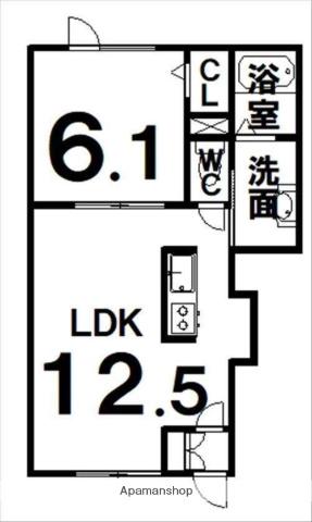 ラピスⅣ(1LDK/1階)の間取り写真