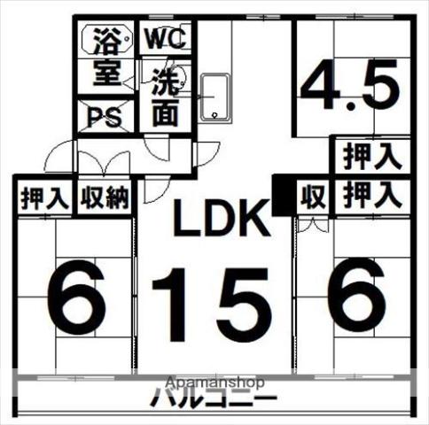 E・アパートメント(3LDK/2階)の間取り写真