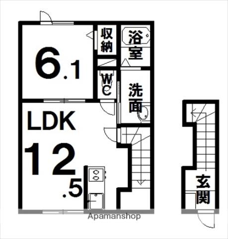 ラピスⅢ(1LDK/2階)の間取り写真
