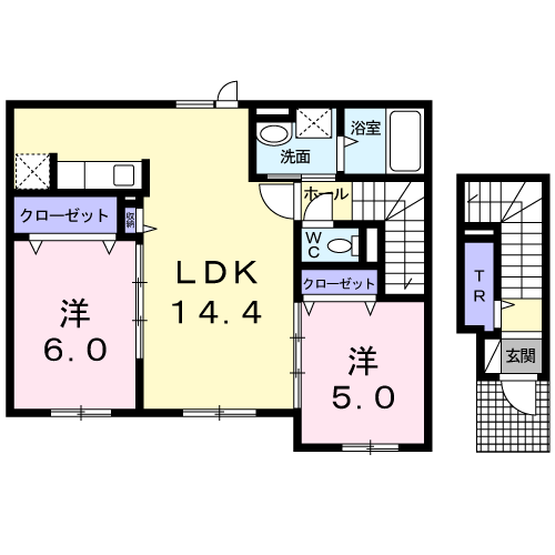 ワイズスクエア21(2LDK/2階)の間取り写真