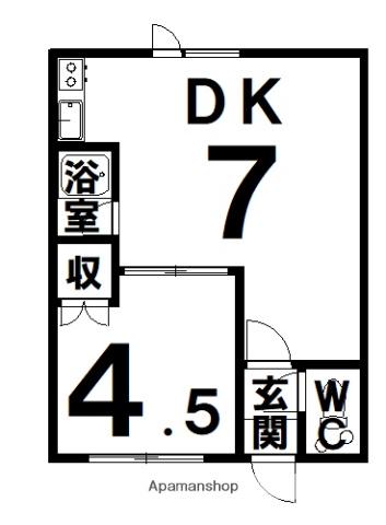 伊藤マンションⅡ(1DK/1階)の間取り写真