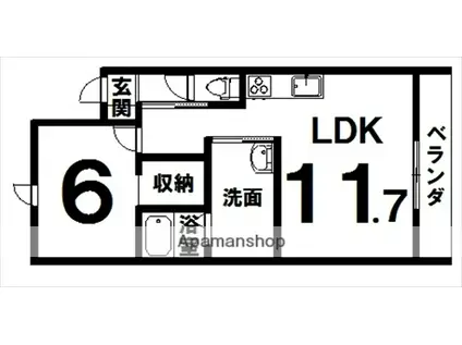 LEVANTE Ⅲ(1LDK/1階)の間取り写真
