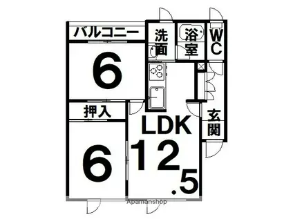 サンライズ(2LDK/1階)の間取り写真