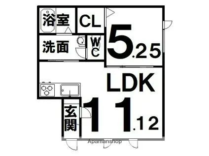 ビレッジ ムーミン(1LDK/1階)の間取り写真