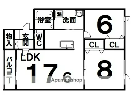 ステラⅡN(2LDK/2階)の間取り写真