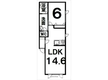 レジデンスやまと五号館(1LDK/1階)の間取り写真