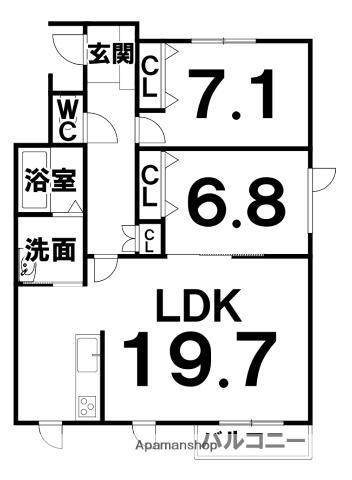 シャンテ915(2LDK/1階)の間取り写真
