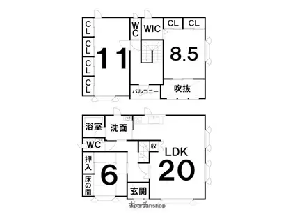 根室本線 西帯広駅 徒歩26分 2階建 築29年(3LDK)の間取り写真