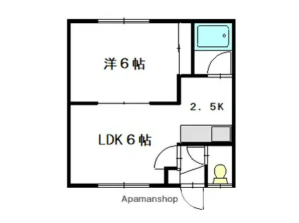 ながいマンション(1LDK/2階)の間取り写真