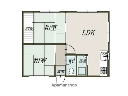 末広寿コーポA棟(2LDK/1階)の間取り写真
