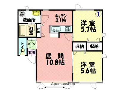 サンリッツ(2LDK/2階)の間取り写真