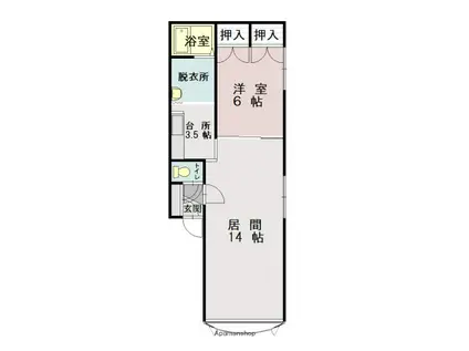 エミール豊岡(1LDK/2階)の間取り写真