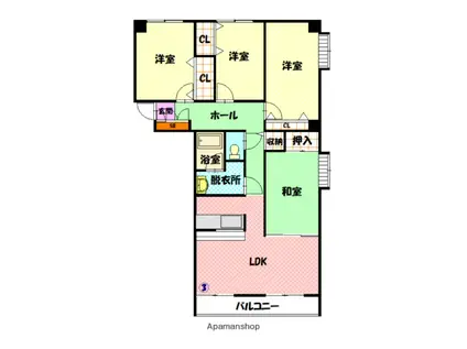 トーアパレス豊岡(4LDK/5階)の間取り写真