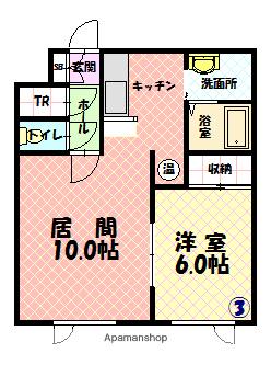 石北本線 新旭川駅 徒歩20分 3階建 築27年(1LDK/2階)の間取り写真