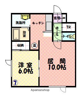 石北本線 新旭川駅 徒歩20分 3階建 築27年(1LDK/3階)の間取り写真