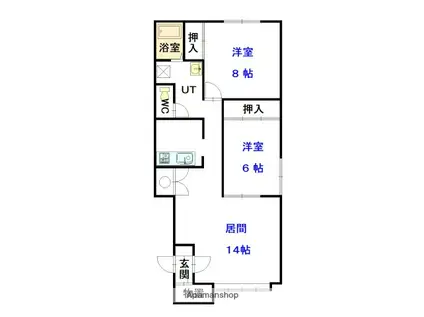 アクアマリンE(2LDK/1階)の間取り写真