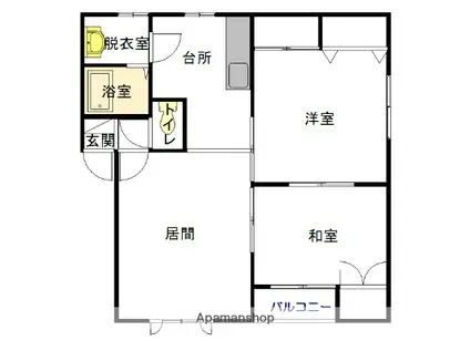 コスモスA(2LDK/1階)の間取り写真