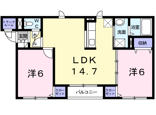 ラ・ピトレスク(2LDK/2階)の間取り写真