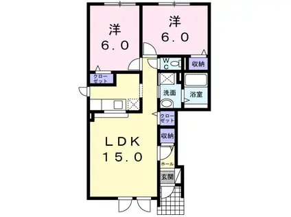 ヴィラ・J(2LDK/1階)の間取り写真