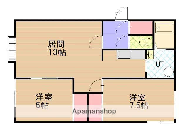 石北本線 新旭川駅 徒歩22分 2階建 築29年(2LDK/2階)の間取り写真