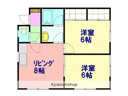 石北本線 南永山駅 徒歩29分 2階建 築26年(2DK/2階)の間取り写真