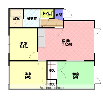 ハウスとよおかⅡ(3LDK/2階)の間取り写真