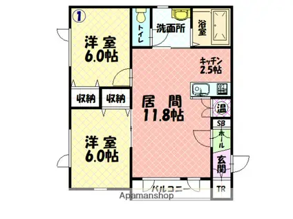 WAKE318(2LDK/1階)の間取り写真