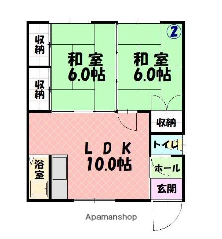 成川マンションC(2LDK/2階)の間取り写真