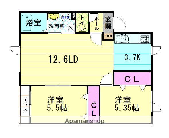 コーポ昴Ⅲ(2LDK/2階)の間取り写真