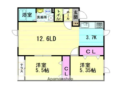 コーポ昴Ⅲ(2LDK/2階)の間取り写真