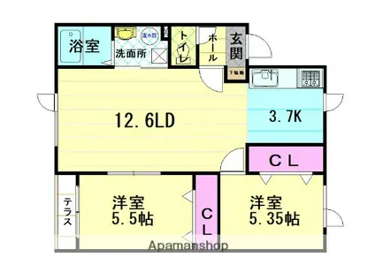 コーポ昴Ⅲ(2LDK/1階)の間取り写真