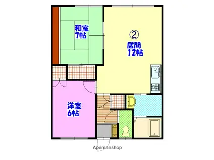 ハイツ島尻A(2LDK/2階)の間取り写真