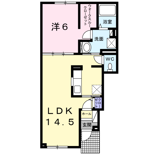 ドリーム豊岡Ⅱ(1LDK/1階)の間取り写真