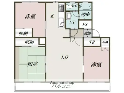 テレパレス旭川春光4号棟(3LDK/4階)の間取り写真