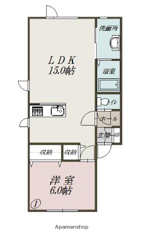 ひまわり A棟(1LDK/2階)の間取り写真