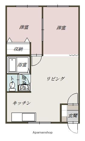 リバティ士別B(2LDK/1階)の間取り写真