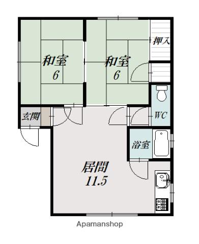 新屋マンション(2LDK/2階)の間取り写真