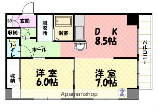 ESY旭川(2DK/4階)の間取り写真