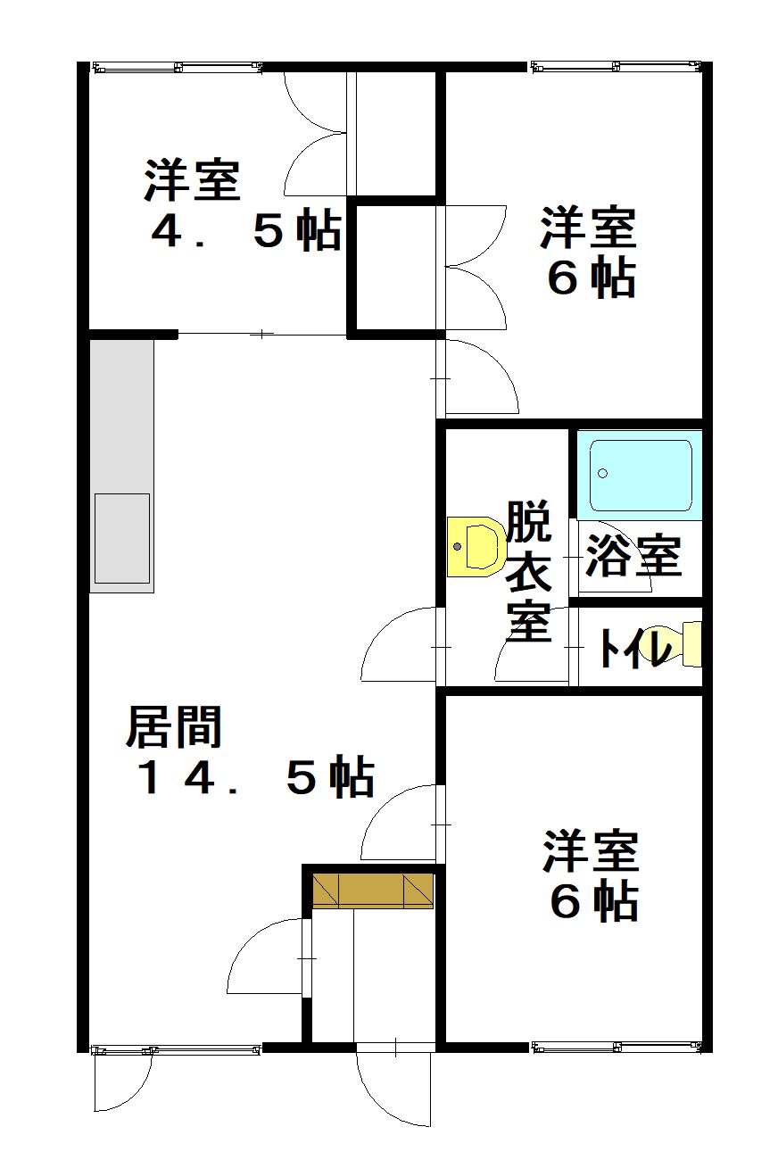 ハイツセンヨウ(3LDK/1階)の間取り写真