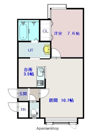 ルアンA(1LDK/1階)の間取り写真