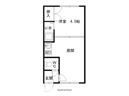 グリーンハイツ(1LDK/2階)の間取り写真