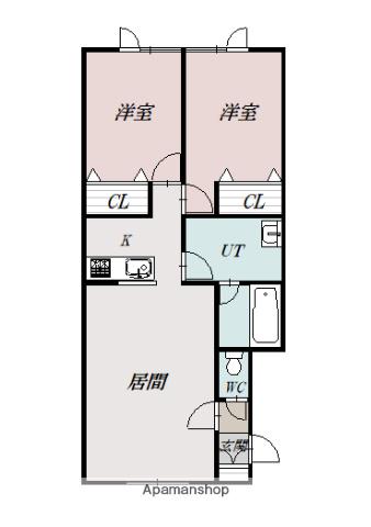 宗谷本線 永山駅 徒歩14分 2階建 築18年(2LDK/2階)の間取り写真