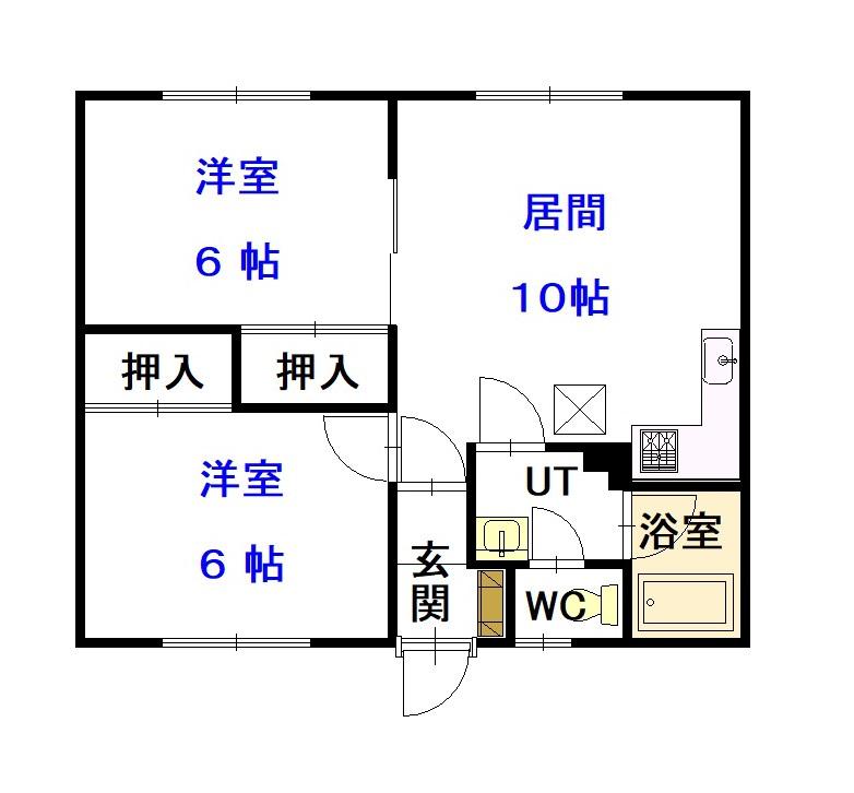 パークサイドまつばらB(2LDK/1階)の間取り写真
