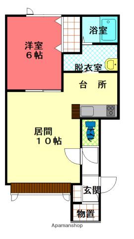 ラフプレイスⅡ(1LDK/1階)の間取り写真