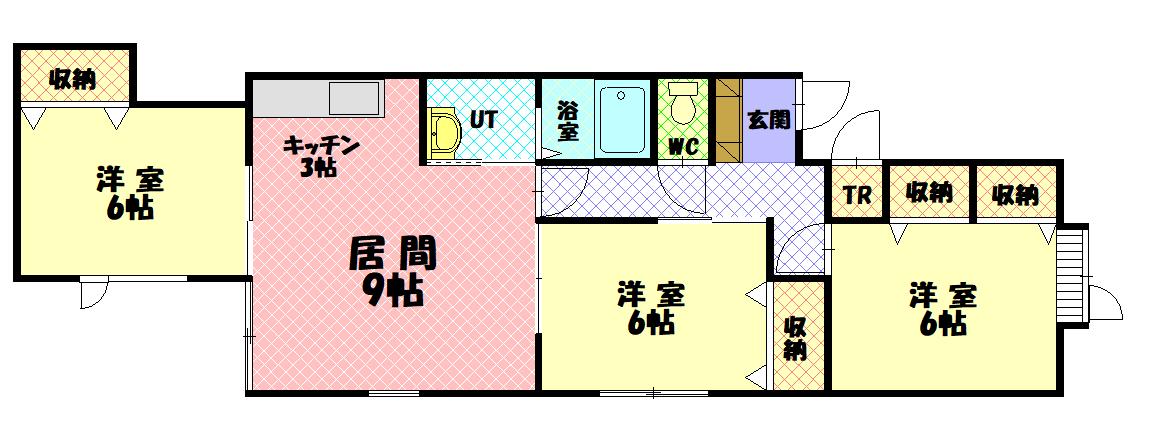 谷口ハイツB(3LDK/1階)の間取り写真