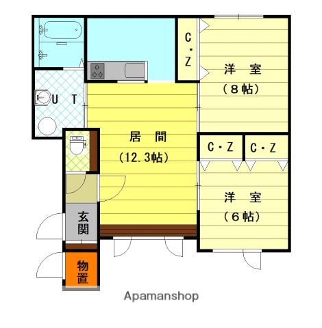ラグレイ(2LDK/1階)の間取り写真